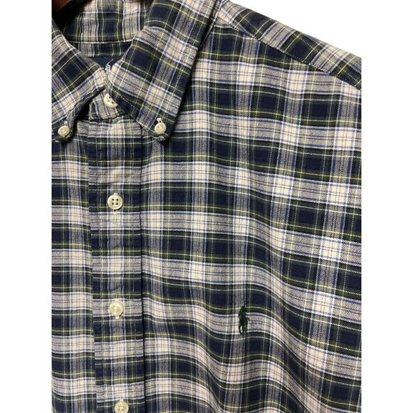 Polo Ralph Lauren Classic Fit Blue Plaid Dress Shirt Button Down Men's Large - Picture 2 of 7